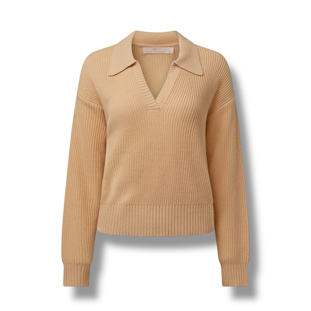 NWT Rachel Parcell Womens Cable Knit V Neck Sweater Size XL Beige $69